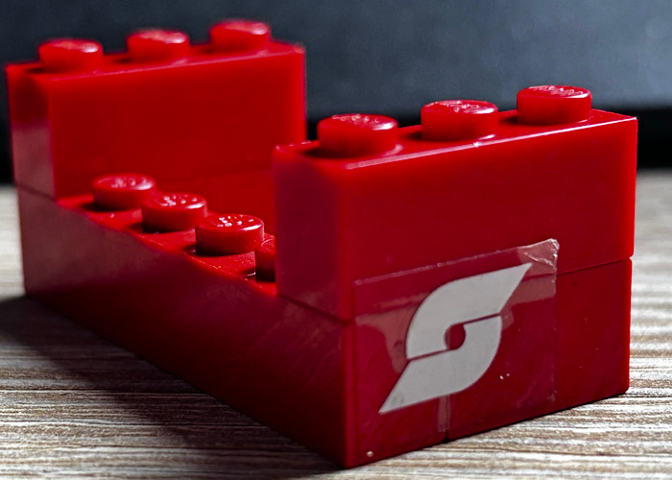 Stickered Assembly 6 x 3 x 2 with White Austrian Railways Pattern on Both Sides (Stickers) - Set 7730 - 2 Brick 1 x 2, 2 Brick 1 x 3, 1 Brick 1 x 6