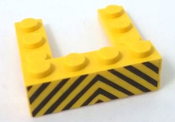 Stickered Assembly 4 x 4 x 1 with Black and Yellow Danger Stripes Pattern (Sticker) - Set 6383 - 1 Plate 1 x 2, 4 Plate 1 x 4