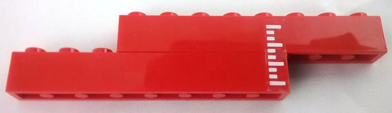 Stickered Assembly 11 x 1 x 2 with White Plimsoll Lines Pattern Model Left Side (Sticker) - Set 6542 - 2 Brick 1 x 8