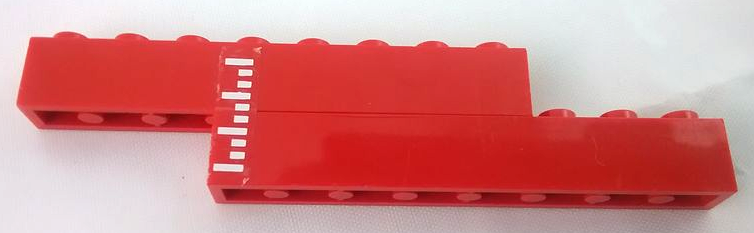 Stickered Assembly 11 x 1 x 2 with White Plimsoll Lines Pattern Model Right Side (Sticker) - Set 6542 - 2 Brick 1 x 8