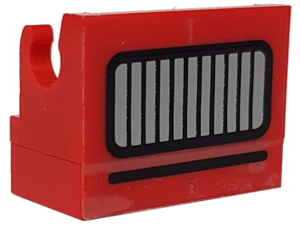 Stickered Assembly 2 x 1 x 1 1/3 with Black Line and Silver Grille Pattern (Sticker) - Set 5561 - 1 Hinge Brick 1 x 2 Base, 1 Plate 1 x 2