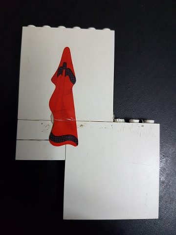 Stickered Assembly 9 x 1 x 10 with Red Towel Pattern (Sticker) - Set 231-1 - 2 Brick 1 x 3, 2 Brick 1 x 6 x 5