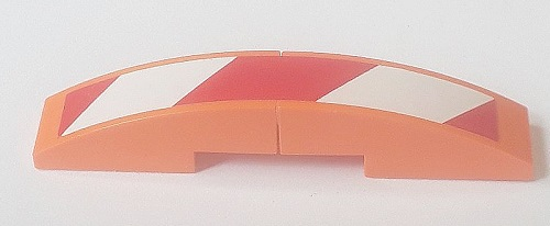 Stickered Assembly 6 x 1 x 1 with Red and White Danger Stripes Pattern Model Left Side (Sticker) - Set 8110 - 2 Slope Curved 3 x 1