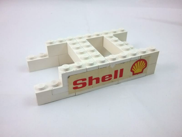 Stickered Assembly 11 x 6 x 2 with Red 'Shell' and Shell Logo Pattern on Both Sides (Stickers) - Set  7816 - 6 Brick 1 x 2, 4 Brick 1 x 3, 2 Brick 1 x 4, 4 Brick 1 x 6