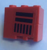 Stickered Assembly 3 x 2 x 2 with 2 Black Horizontal and 6 Vertical Stripes Pattern Model Right Side (Sticker) - Set 2556 - 2 Wedge 3 x 2 Left