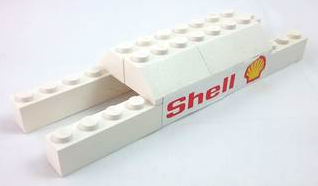Stickered Assembly 14 x 4 x 2 with Red 'Shell' and Shell Logo Pattern on Both Sides (Stickers) - Set 6695 - 1 Brick 2 x 4, 4 Brick 1 x 6, 2 Slope 45 2 x 3, 2 Slope 45 2 x 4