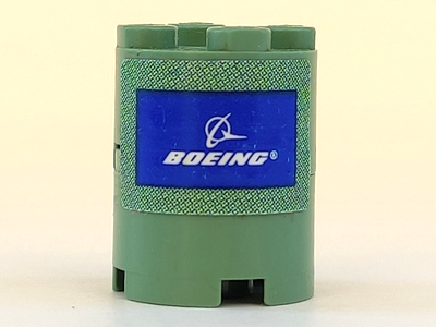Stickered Assembly 2 x 2 x 2 with White 'BOEING' Logo on Blue Background Pattern (Sticker) - Set 7469 - 2 Brick, Round 2 x 2 with Axle Hole