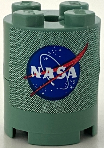 Stickered Assembly 2 x 2 x 2 with Blue, White and Red NASA Logo Pattern (Sticker) - Set 7469 - 2 Brick, Round 2 x 2 with Axle Hole