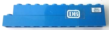 Stickered Assembly 11 x 1 x 2 with 'DB' and 'Wien Zürich' Pattern (Stickers) - Set 7818 - 1 Brick 1 x 3, 1 Brick 1 x 4, 1 Brick 1 x 6, 1 Brick 1 x 8