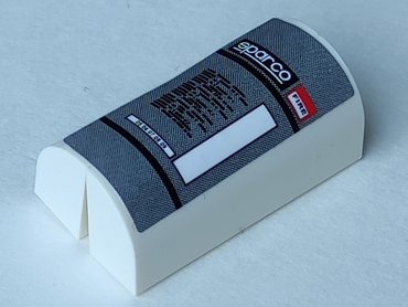 Stickered Assembly 4 x 2 x 2 1/3 with 'sparco' Fire Extinguisher Pattern (Sticker) - Set 8156 - 2 Slope, Curved 1 x 4 x 1 1/3