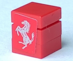 Stickered Assembly 1 x 1 x 1 with Silver Horse Ferrari Logo Pattern (Sticker) - Set 8156 - 2 Plate 1 x 1, 1 Tile 1 x 1
