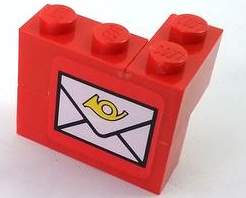 Stickered Assembly 3 x 2 x 2 with Mail Envelope Pattern Model Left Side (Sticker) - Set 7819 - 2 Brick 1 x 2, 1 Brick 1 x 3