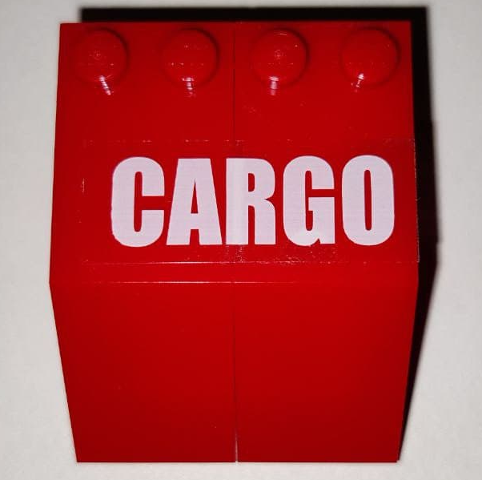 Stickered Assembly 5 x 4 x 1 2/3 with White 'CARGO' on Transparent Background Pattern (Sticker) - Set 4512 - 2 Windscreen 5 x 2 x 1 2/3