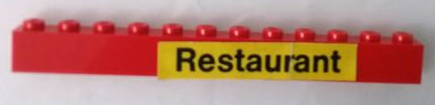 Stickered Assembly 12 x 1 x 1 with 'Restaurant' Pattern (Sticker) - Set 148 - 1 Brick 1 x 4, 1 Brick 1 x 8