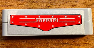 Stickered Assembly 7 x 2 with Silver 'Ferrari' on Red Background Pattern (Sticker) - Set 8145 - 2 Technic, Liftarm Thick 1 x 7, 2 Technic, Pin with Friction Ridges