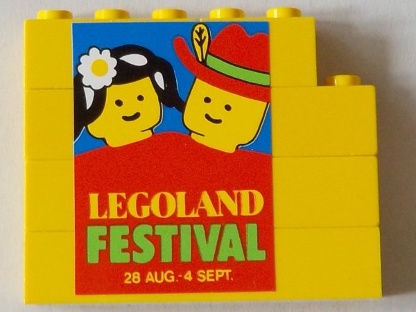 Stickered Assembly 6 x 1 x 4 with 'LEGOLAND FESTIVAL' Pattern Model Right Side (Sticker) - Set 1592-2 - 1 Brick 1 x 2, 1 Brick 1 x 3, 3 Brick 1 x 6