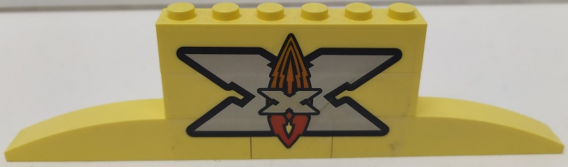 Stickered Assembly 14 x 6 x 3 with Island Xtreme Stunts Logo Pattern (Sticker) - Set 6740 - 2 Brick 1 x 6, 1 Brick 2 x 6, 2 Slope, Curved 6 x 1 with 2 Studs