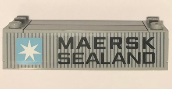 Stickered Assembly 8 x 2 x 1 2/3 with Maersk Sealand Logo Pattern on Both Sides (Stickers) - Sets 10152-1 / 10152-2 - 1 Brick 2 x 8, 2 Plate 1 x 2, 1 Plate 2 x 8, 2 Tile 1 x 6