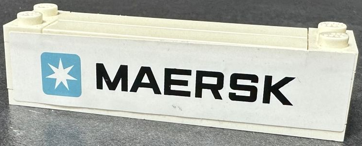 Stickered Assembly 8 x 2 x 1 2/3 with Maersk Logo Pattern on Both Sides (Stickers) - Sets 10152-3 / 10155-1 - 1 Brick 2 x 8, 2 Plate 1 x 2, 1 Plate 2 x 8, 2 Tile 1 x 6