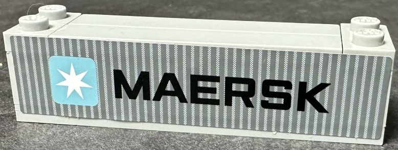 Stickered Assembly 8 x 2 x 1 2/3 with Maersk Logo Pattern on Both Sides (Stickers) - Sets 10152-3 / 10155-1 - 1 Brick 2 x 8, 2 Plate 1 x 2, 1 Plate 2 x 8, 2 Tile 1 x 6