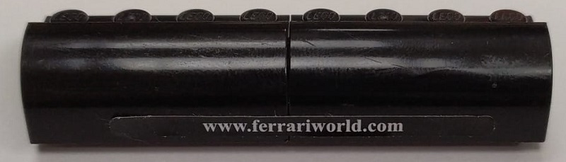 Stickered Assembly 8 x 2 x 1 1/3 with 'www.ferrariworld.com' Pattern (Sticker) - Set 8654 - 2 Slope, Curved 2 x 4 x 1 1/3 with 4 Recessed Studs