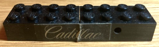 Stickered Assembly 8 x 2 x 1 with 'Cadillac' Pattern (Sticker) - Set 390-2 - 2 Brick, Modified 2 x 4 with Wheels Holder, Trans-Clear Bottom