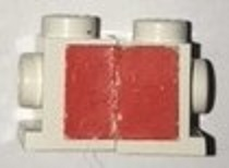 Stickered Assembly 2 x 1 x 1 with Red Rectangle Pattern (Sticker) - Set 6375-2 - 2 Brick, Modified 1 x 1 with Headlight