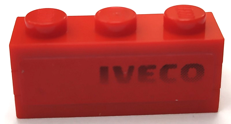 Stickered Assembly 3 x 2 x 1 with 'IVECO' on Red Background Pattern Model Left Side (Sticker) - Sets 8153 / 8155 - 1 Plate 2 x 3, 2 Plate 1 x 3