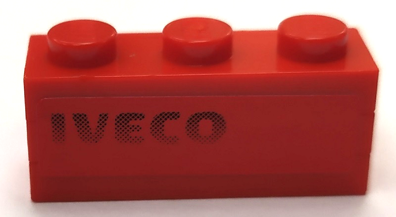 Stickered Assembly 3 x 2 x 1 with 'IVECO' on Red Background Pattern Model Right Side (Sticker) - Sets 8153 / 8155 - 1 Plate 2 x 3, 2 Plate 1 x 3