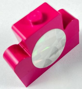 Stickered Assembly 4 x 1 x 3 with Holographic Silver Oval Mirror Pattern (Sticker) - Set 7577 - 1 Brick 1 x 4,  1 Brick, Modified 1 x 4 x 2 Center Stud Top