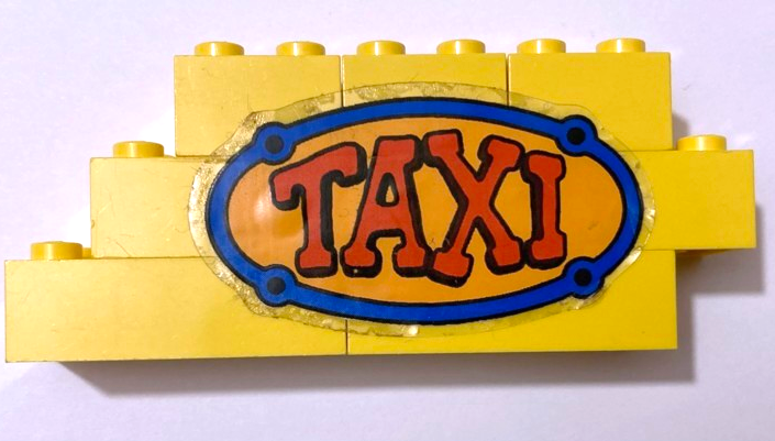 Stickered Assembly 9 x 2 x 3 with 'TAXI' Pattern (Sticker) - Sets 128-1 / 338-2 - 3 Brick 2 x 2 without Inside Supports, 4 Brick 2 x 4 without Cross Supports