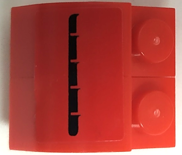 Stickered Assembly 2 x 2 x 1 1/3 with Black Air Intake Vents on Red Background Pattern Model Right Side (Sticker) - Sets 8153 / 8155 - 2 Slope, Curved 2 x 1 x 1 1/3 with Recessed Stud