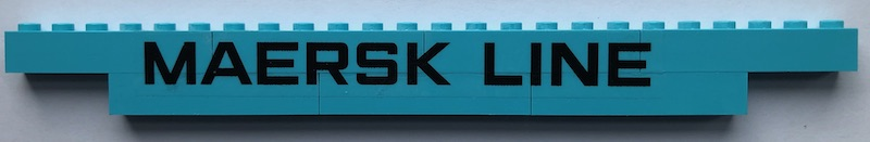 Stickered Assembly 24 x 1 x 2 with Black 'MAERSK LINE' Pattern Model Left Side (Sticker) - Set 10241 - 7 Brick 1 x 6