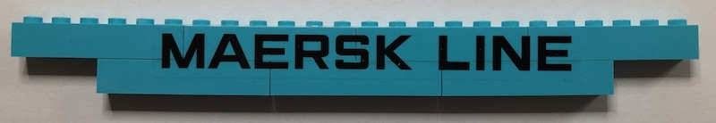 Stickered Assembly 24 x 1 x 2 with Black 'MAERSK LINE' Pattern Model Right Side (Sticker) - Set 10241 - 7 Brick 1 x 6
