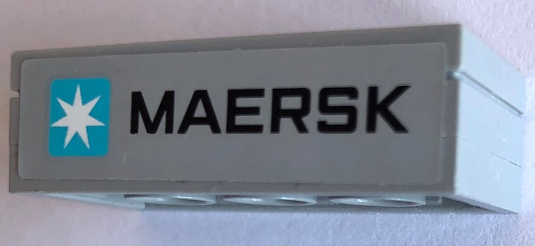 Stickered Assembly 4 x 2 x 1 with Maersk Logo Pattern (Sticker) - Set 10241 - 2 Plate 2 x 4, 1 Tile 2 x 4