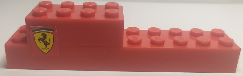 Stickered Assembly 10 x 2 x 2 with Ferrari Logo Pattern on Both Sides (Stickers) - Set 8142 - 1 Brick 2 x 4, 1 Brick 2 x 10