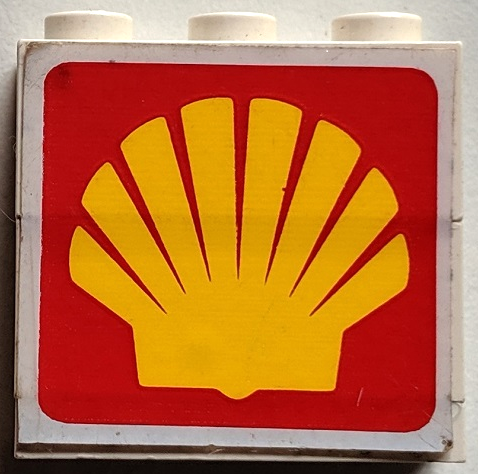 Stickered Assembly 3 x 1 x 2 1/3 with Shell Logo Pattern on Both Sides (Stickers) - Set 6394 - 2 Brick 1 x 3, 1 Plate 1 x 3