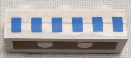 Stickered Assembly 3 x 1 x 2/3 with 6 Blue Rectangles (Ferry Windows) Pattern (Sticker) - Set 1658 - 2 Plate 1 x 3