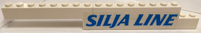 Stickered Assembly 24 x 1 x 2 with Blue 'SILJA LINE' Pattern Model Right Side (Sticker) - Set 1998 - 1 Brick 1 x 3, 4 Brick 1 x 8