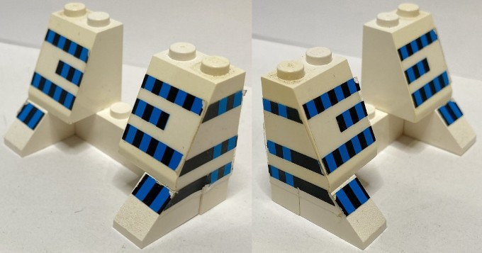 Stickered Assembly 6 x 3 x 3 with Ferry Squares Light Blue and Black Pattern (Stickers) - Set 1554 - 1 Brick 1 x 6, 2 Slope 45 2 x 1, 2 Slope 65 2 x 2 x 2 without Bottom Tube