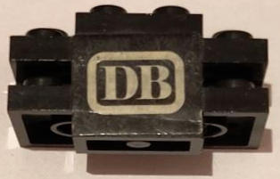 Stickered Assembly 4 x 2 x 1 2/3 with White 'DB' Pattern (Sticker) - Set 727-1 - 5 Plate 1 x 2, 2 Plate 2 x 4