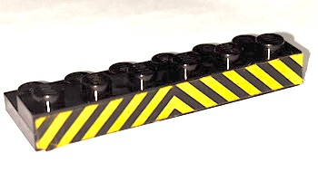 Stickered Assembly 6 x 2 x 2/3 with Black and Yellow Danger Stripes Pattern (Sticker) - Set 4563 - 1 Plate 1 x 6, 1 Plate 2 x 6