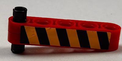 Stickered Assembly 5 x 1 x 1 with Black and Yellow Danger Stripes Pattern (Sticker) - Set 8283 - 2 Technic, Liftarm Thin 1 x 5, 1 Technic, Pin with Short Friction Ridges