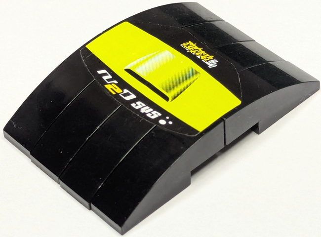 Stickered Assembly 6 x 4 with Lime Stripe, Air Scoop, 'OTM GRAFIX' and 'N2O SYS' Pattern (Sticker) - Set 8681 - 8 Slope, Curved 3 x 1