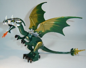Dragon, Fantasy Era, Dark Green Head with Armor