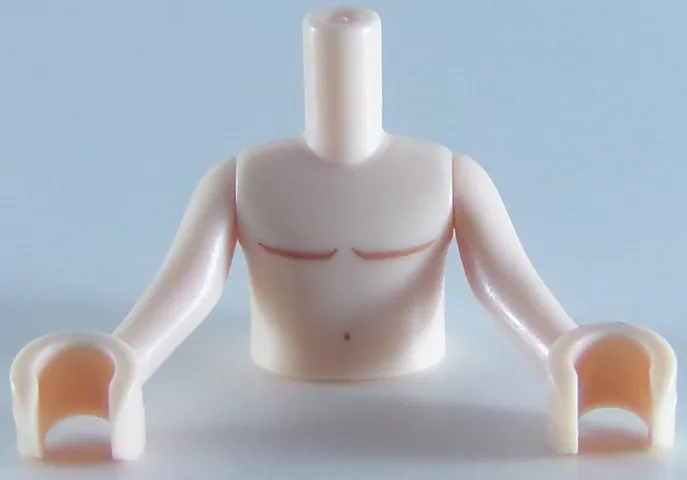 Torso Mini Doll Boy Shirtless Pattern, Light Nougat Arms with Hands