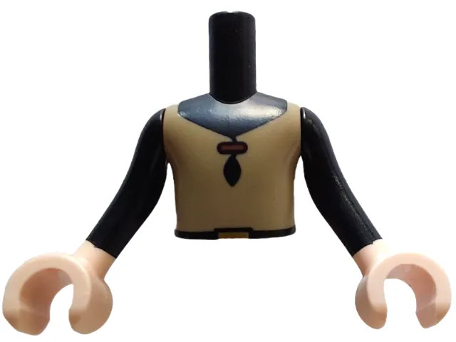Torso Mini Doll Boy Dark Tan Vest with Clasp and Belt with Gold Buckle Pattern, Light Nougat Arms with Hands with Black Long Sleeves