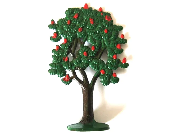 Plant, Tree Flat Fruit Painted with Solid Base with Painted Apples (1950s Version)