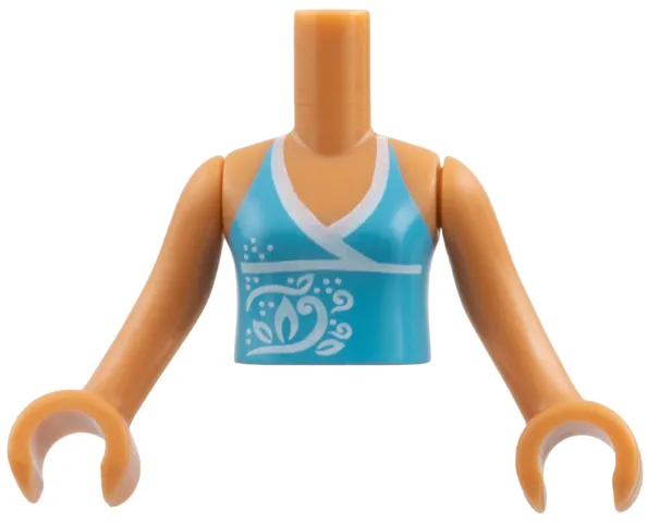 Torso Mini Doll Girl Medium Azure Halter Top Pattern, Medium Nougat Arms with Hands