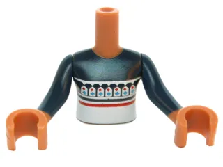 Torso Mini Doll Girl Dark Blue Top with Holiday Sweater Pattern, Medium Nougat Arms with Hands with Dark Blue Sleeves